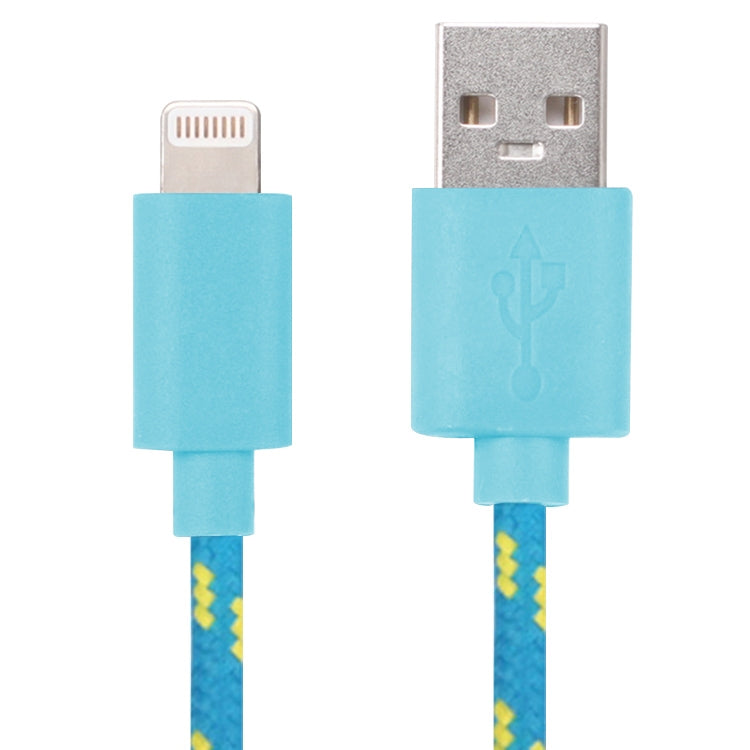 1m Nylon Netting USB Data Transfer Charging Cable For iPhone, iPad, Compatible with up to iOS 15.5(Blue) - Normal Style Cable by PMC TechLife | Online Shopping South Africa | PMC TechLife