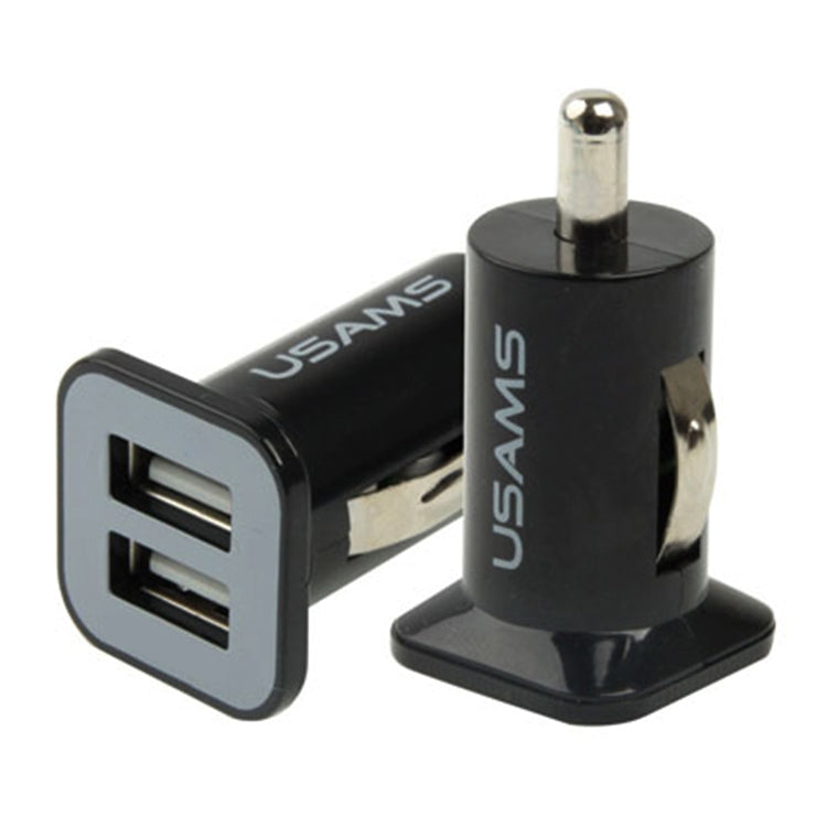 USAMS High Performance 2.1A + 1A Dual USB Port Car Charger for iPad Air 2 & Air & 4, iPhone 6 & 6 Plus & 5C & 5S & 4 & 4S, iPod touch, Galaxy Tablet / Note Series and Other Mobile Phone, Navigators(Black) - Car Charger by USAMS | Online Shopping South Africa | PMC TechLife