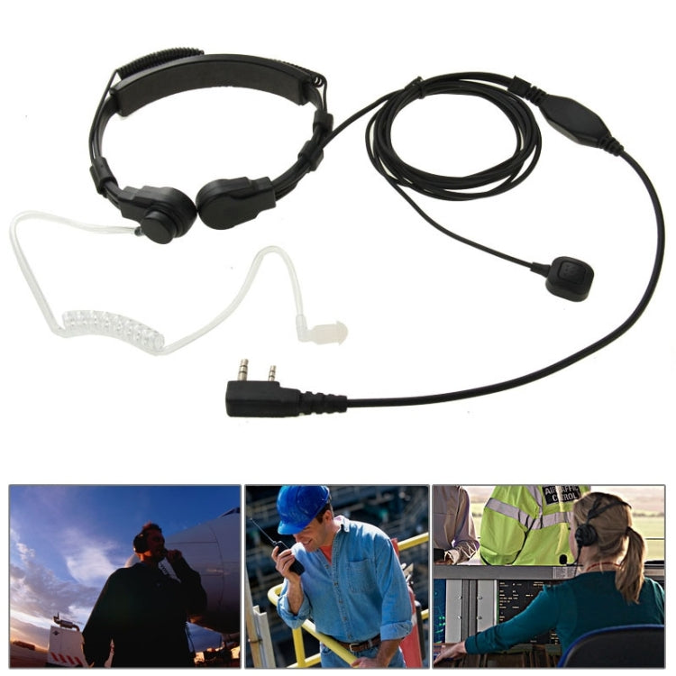 Throat control Transceiver Earpiece Headset for Walkie Talkies, 3.5mm + 2.5mm Plug(Black) - Microphones & Headsets by PMC TechLife | Online Shopping South Africa | PMC TechLife | Buy Now Pay Later Mobicred
