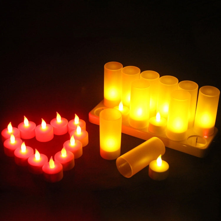 12 PCS  Flameless LED Tealight Flicker Candle Light, Rechargeable Home Decoration Light with Charging Board - Holiday Lights by PMC TechLife | Online Shopping South Africa | PMC TechLife