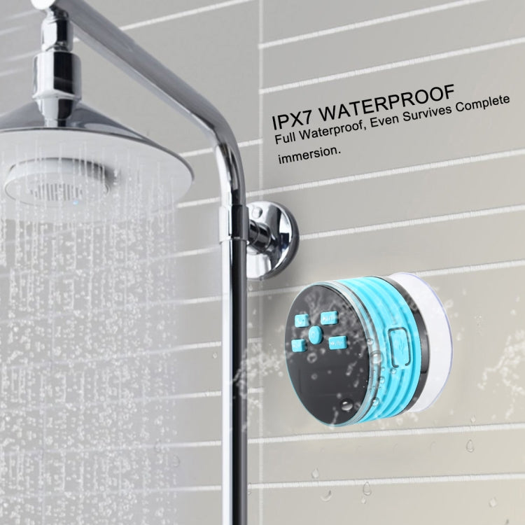 F08 Portable Speaker IPX7 Waterproof Support FM Radio High-fidelity Sound Box Bluetooth Speaker with Suction Cup & LED Light(Blue) - Waterproof Speaker by PMC TechLife | Online Shopping South Africa | PMC TechLife