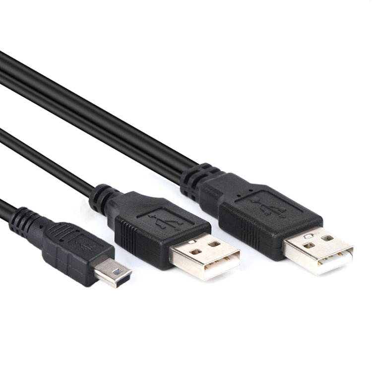 2 in 1 USB 2.0 Male to Mini 5pin Male + USB Male Cable, Length: 80 cm(Black) - free shipping - PMC TechLife - Order now!