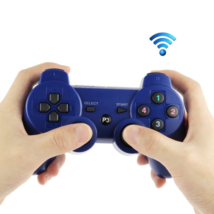 Double Shock III Wireless Controller, Manette Sans Fil Double Shock III for Sony PS3, Has Vibration Action(with logo)(Blue) - Gamepads by PMC TechLife | Online Shopping South Africa | PMC TechLife