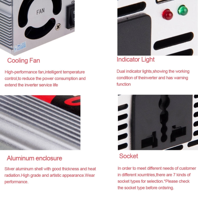 SUVPR DY-8109 500W DC 12V to AC 220V Car Power Inverter with 500mA USB Port & Universal Power Socket - Others by SUVPR | Online Shopping South Africa | PMC TechLife | Buy Now Pay Later Mobicred