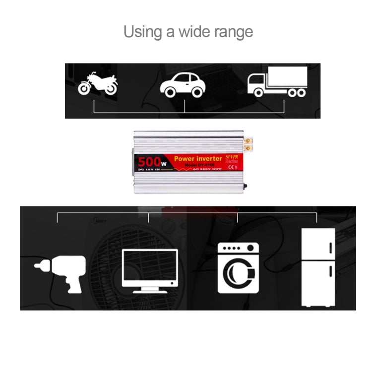 SUVPR DY-8109 500W DC 12V to AC 220V Car Power Inverter with 500mA USB Port & Universal Power Socket - Others by SUVPR | Online Shopping South Africa | PMC TechLife | Buy Now Pay Later Mobicred