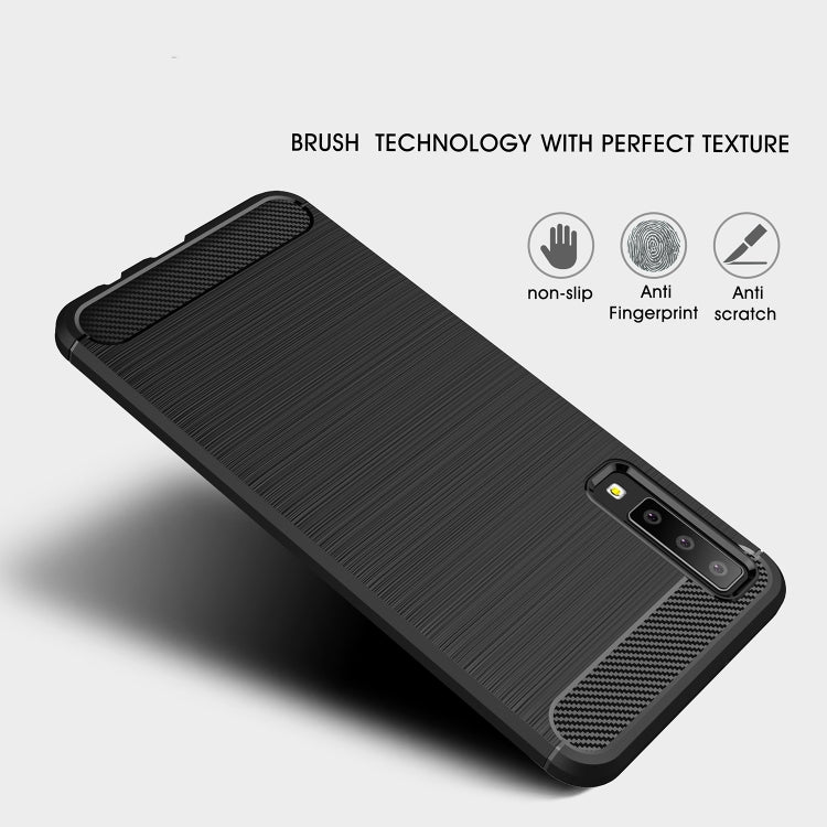 For Galaxy A7 (2018) / A750 Brushed Carbon Fiber Texture TPU Shockproof Anti-slip Soft Protective Back Cover Case(Black) - free shipping - PMC TechLife - Order now!