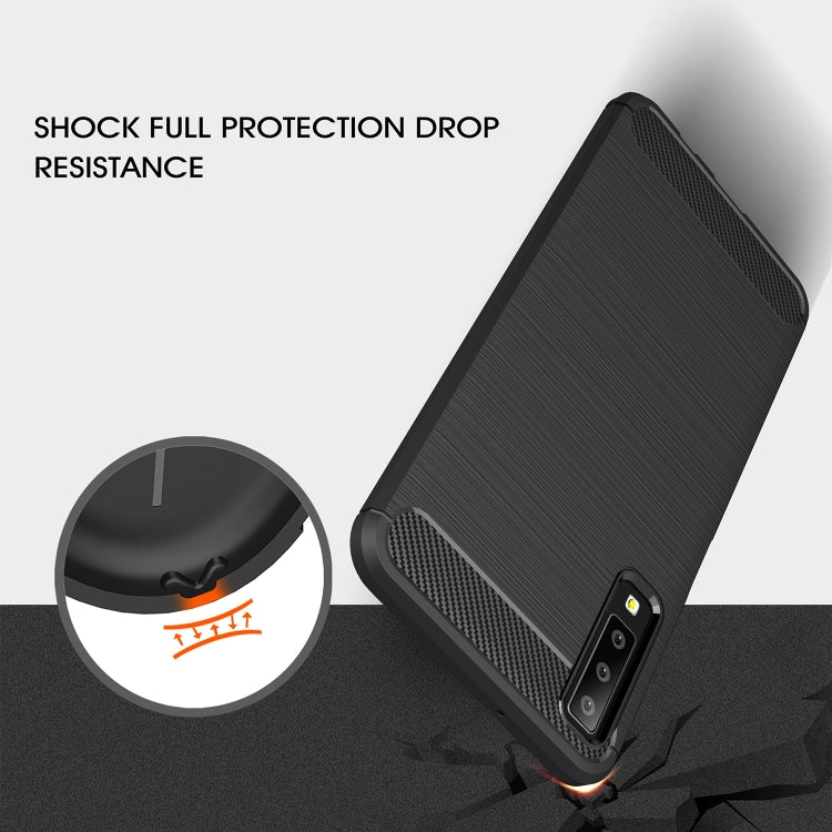 For Galaxy A7 (2018) / A750 Brushed Carbon Fiber Texture TPU Shockproof Anti-slip Soft Protective Back Cover Case(Black) - free shipping - PMC TechLife - Order now!