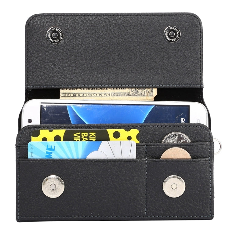 Universal Litchi Texture Vertical Flip Thwartwise PU Leather Case / Waist Bag with Back Splint & Card Slots & 15cm Lanyard for Galaxy S7 Edge & S7 & S6 Edge & S6, Huawei P9 & P9 Lite & P9 Plus & Sony  ... 5, Xiaomi Redmi 4, Size: 15.5 x 8 x 1.8 cm (Black) - free shipping - PMC TechLife - Order now!