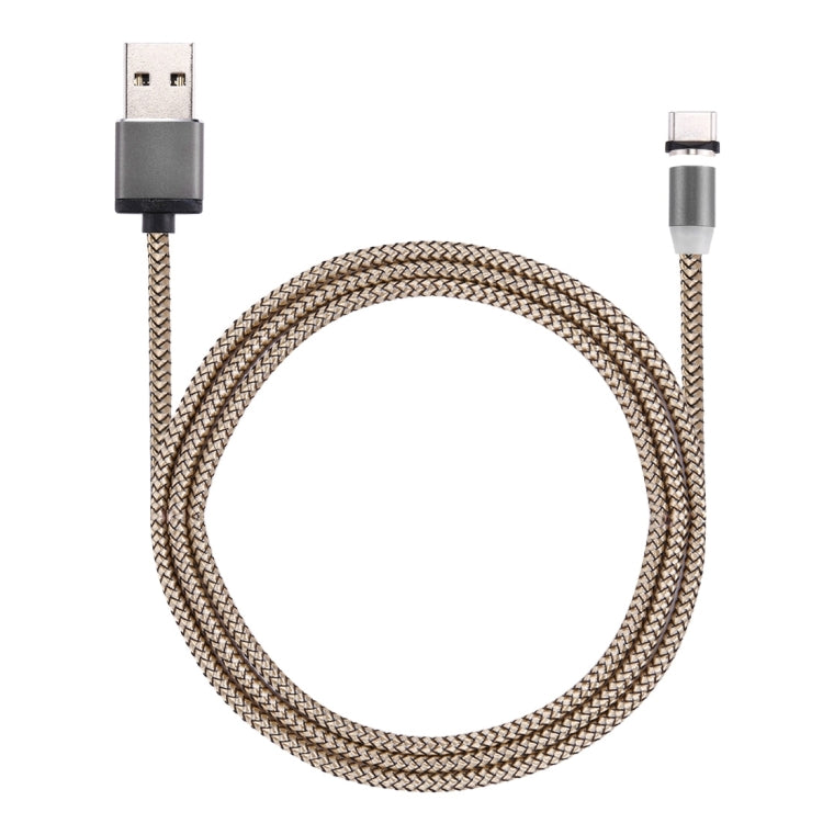 360 Degree Rotation 1m Weave Style USB-C / Type-C to USB 2.0 Strong Magnetic Charger Cable with LED Indicator(Gold) - Charging Cable & Head by PMC TechLife | Online Shopping South Africa | PMC TechLife