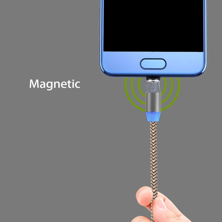360 Degree Rotation 1m Weave Style USB-C / Type-C to USB 2.0 Strong Magnetic Charger Cable with LED Indicator(Gold) - Charging Cable & Head by PMC TechLife | Online Shopping South Africa | PMC TechLife