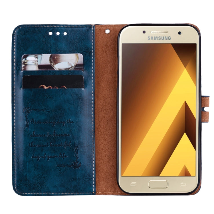For Samsung Galaxy A5 (2017) Business Style Oil Wax Texture Horizontal Flip Leather Case with Holder & Card Slots & Wallet(Blue) - Galaxy Phone Cases by PMC TechLife | Online Shopping South Africa | PMC TechLife | Buy Now Pay Later Mobicred
