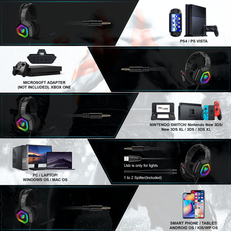 ONIKUMA K10 3.5mm Computer Games Wired Headset with RGB LED Light - free shipping - PMC TechLife - Order now!