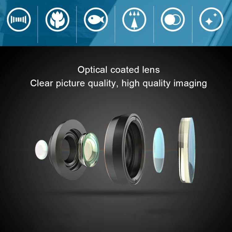APEXEL APL-DG6V2 6 in 1 Universal External 2X Telephone+210 Degrees Fisheye+15X Macro+120 degree Wide-angle+CPL+Star Filter Lens - Combination Lens by APEXEL | Online Shopping South Africa | PMC TechLife