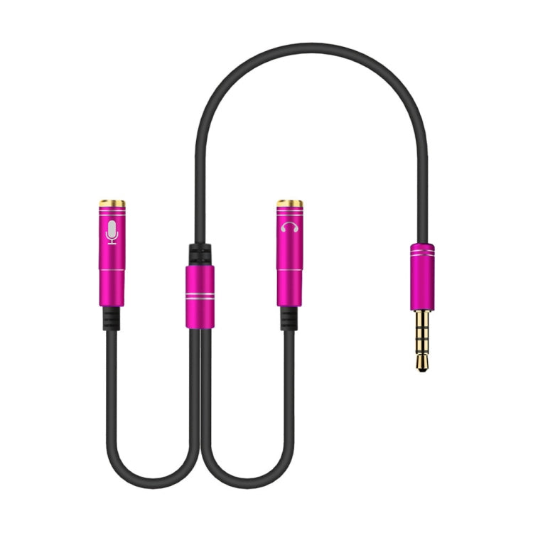 2 in 1 3.5mm Male to Double 3.5mm Female TPE High-elastic Audio Cable Splitter, Cable Length: 32cm(Rose Red) - Cable & Splitter by PMC TechLife | Online Shopping South Africa | PMC TechLife