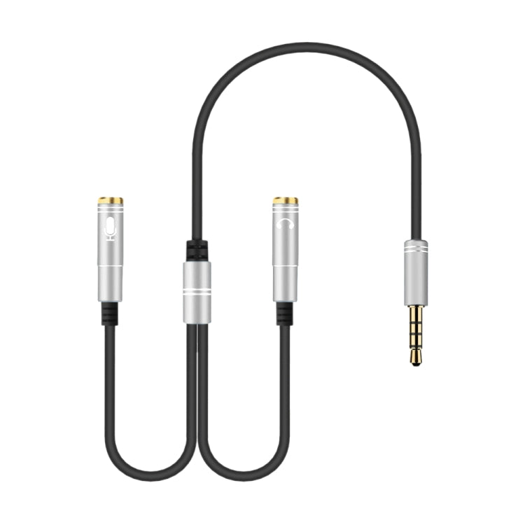 2 in 1 3.5mm Male to Double 3.5mm Female TPE High-elastic Audio Cable Splitter, Cable Length: 32cm(Silver) - Cable & Splitter by PMC TechLife | Online Shopping South Africa | PMC TechLife