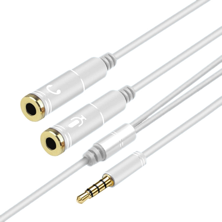 2 in 1 3.5mm Male to Double 3.5mm Female TPE High-elastic Audio Cable Splitter, Cable Length: 32cm(Silver) - Cable & Splitter by PMC TechLife | Online Shopping South Africa | PMC TechLife
