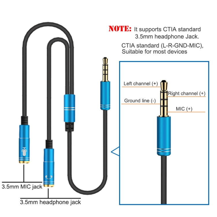2 in 1 3.5mm Male to Double 3.5mm Female TPE High-elastic Audio Cable Splitter, Cable Length: 32cm(Silver) - Cable & Splitter by PMC TechLife | Online Shopping South Africa | PMC TechLife