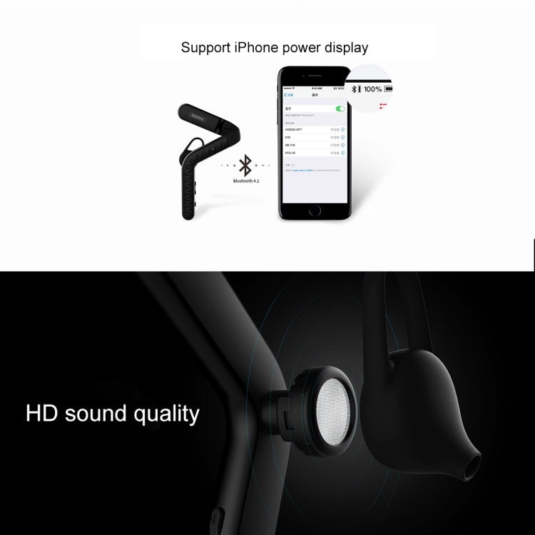 REMAX HD Voice Bluetooth Headset, Built-in HD MIC, Support Hands-free Calls, Bluetooth Distance: 10m, For iPhone, Galaxy, Huawei, Xiaomi, LG, HTC and Other Smart Phones(Black) - Bluetooth Earphone by REMAX | Online Shopping South Africa | PMC TechLife | Buy Now Pay Later Mobicred