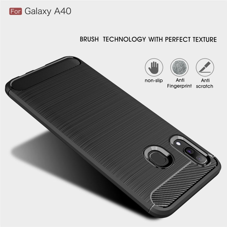 Brushed Texture Carbon Fiber TPU Case for Galaxy A40 (Black) - free shipping - PMC TechLife - Order now!