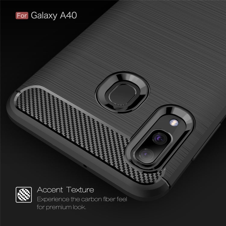 Brushed Texture Carbon Fiber TPU Case for Galaxy A40 (Black) - free shipping - PMC TechLife - Order now!