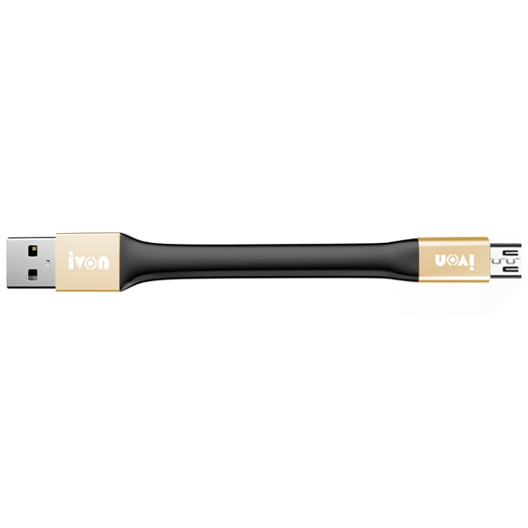 IVON CA90 3.1A Max USB to Micro USB Portable Data Cable with Ring, Length: 14.5cm (Champagne Gold) - Micro USB Cable by IVON | Online Shopping South Africa | PMC TechLife | Buy Now Pay Later Mobicred