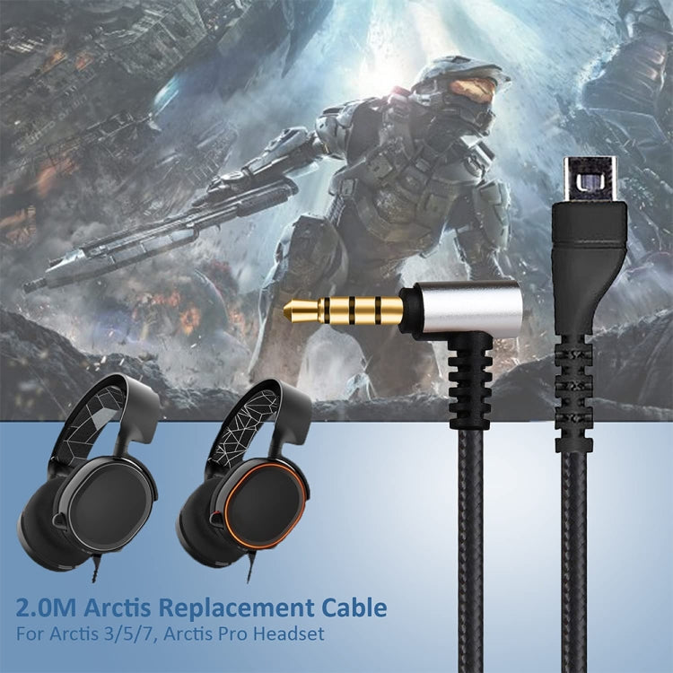 ZS0135 For SteelSeries Arctis 3 / 5 / 7 Earphone Audio Cable, Cable Length: 2m(Black) - Headset Accessories by PMC TechLife | Online Shopping South Africa | PMC TechLife