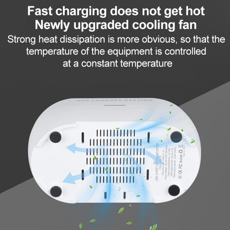 830-12 120W 12 USB Ports Multifunction Smart Charger Station AC100-240V, US Plug(White) - Multifunction Charger by PMC TechLife | Online Shopping South Africa | PMC TechLife