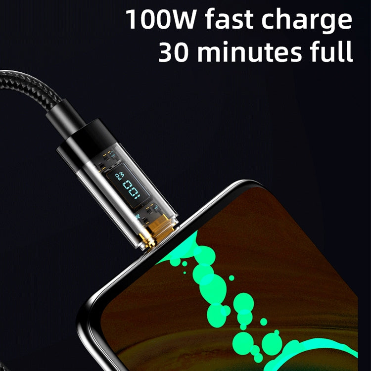 Mutural Li-CC007 1.2m 66W Transparent Digital Display USB to Type-C Charging Data Cable - USB-C & Type-C Cable by Mutural | Online Shopping South Africa | PMC TechLife | Buy Now Pay Later Mobicred