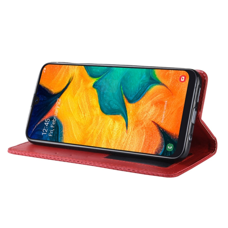 Magnetic Buckle Retro Crazy Horse Texture Horizontal Flip Leather Case for Galaxy A20/A30, with Holder & Card Slots & Photo Frame(Red) - free shipping - PMC TechLife - Order now!