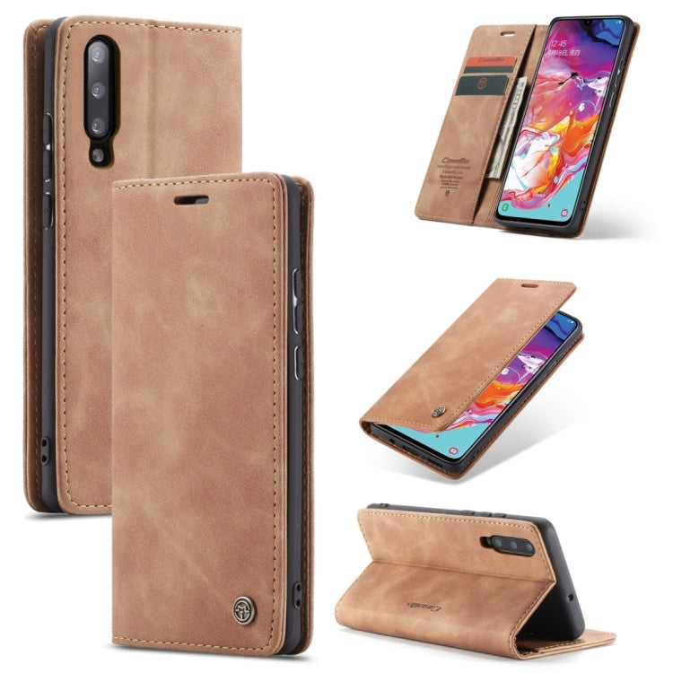 CaseMe-013 Multifunctional Retro Frosted Horizontal Flip Leather Case for Galaxy A70, with Card Slot & Holder & Zipper Wallet & Photo Frame(Brown) - free shipping - PMC TechLife - Order now!