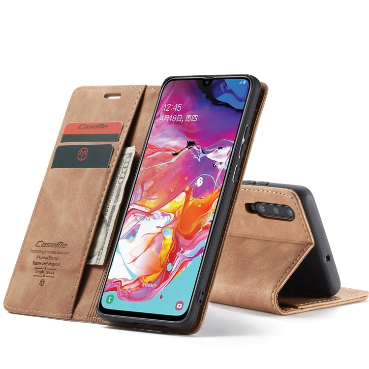 CaseMe-013 Multifunctional Retro Frosted Horizontal Flip Leather Case for Galaxy A70, with Card Slot & Holder & Zipper Wallet & Photo Frame(Brown) - free shipping - PMC TechLife - Order now!