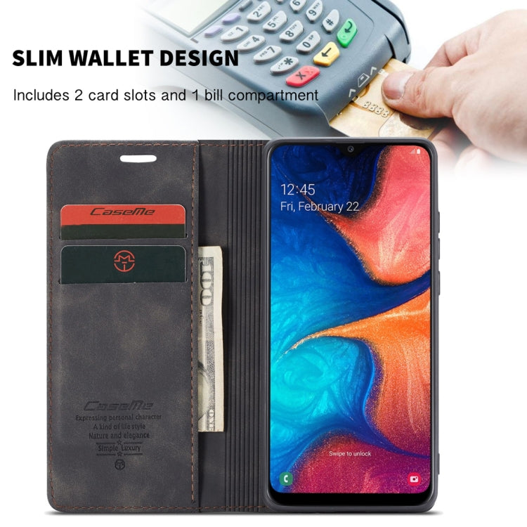 CaseMe-013 Multifunctional Retro Frosted Horizontal Flip Leather Case for Galaxy A20 / A30, with Card Slot & Holder & Wallet (Black) - free shipping - PMC TechLife - Order now!
