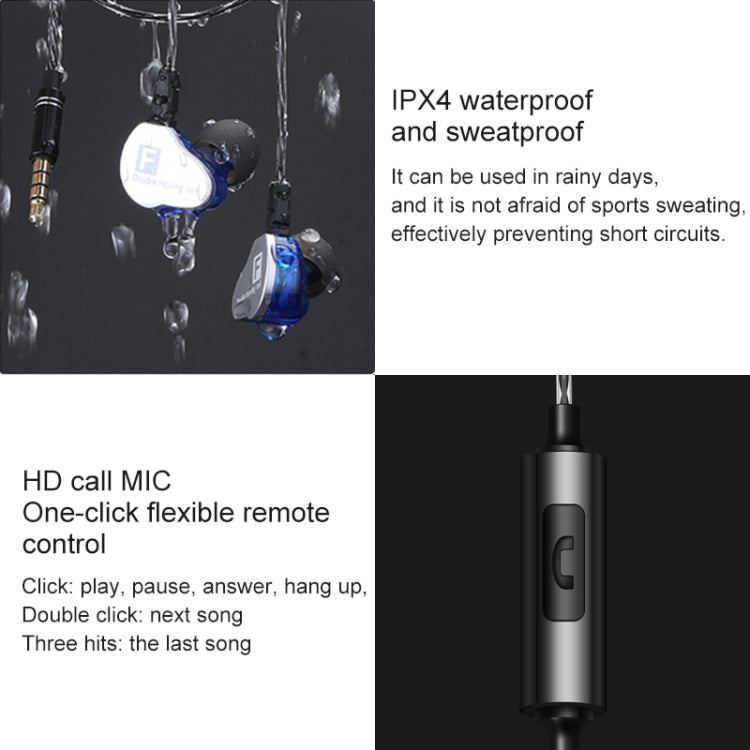 QKZ CK9 HiFi In-ear Four Unit Sports Music Headphones (Blue) - Sport Earphone by QKZ | Online Shopping South Africa | PMC TechLife | Buy Now Pay Later Mobicred