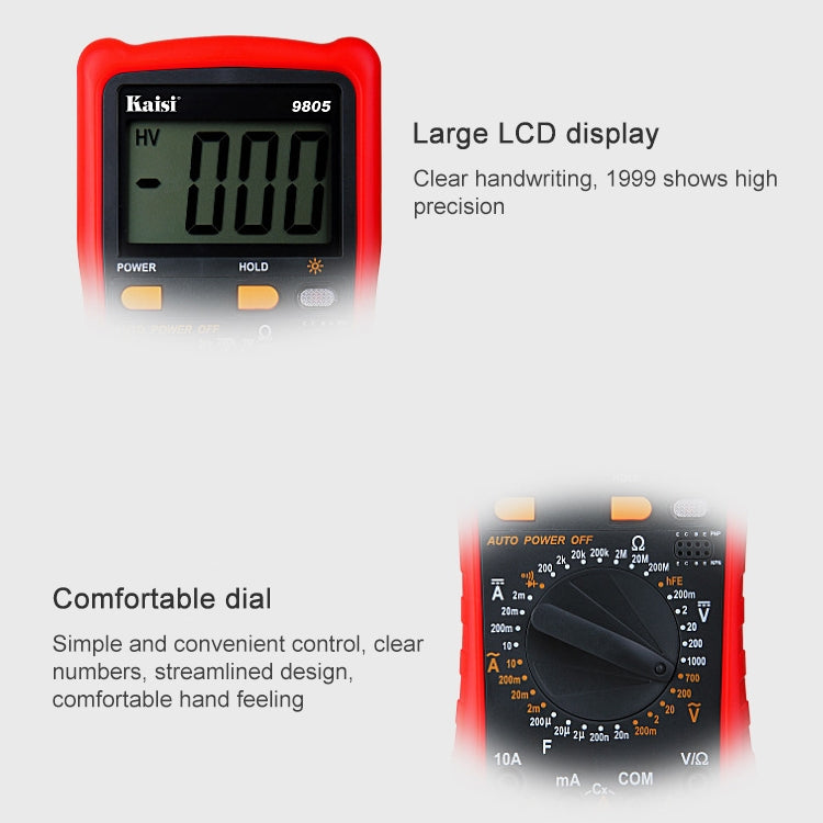 Kaisi 9805 Anti-burning Multifunctional Digital Universal Multimeter Auto-Range Digital Multimeter - Current & Voltage Tester by Kaisi | Online Shopping South Africa | PMC TechLife | Buy Now Pay Later Mobicred