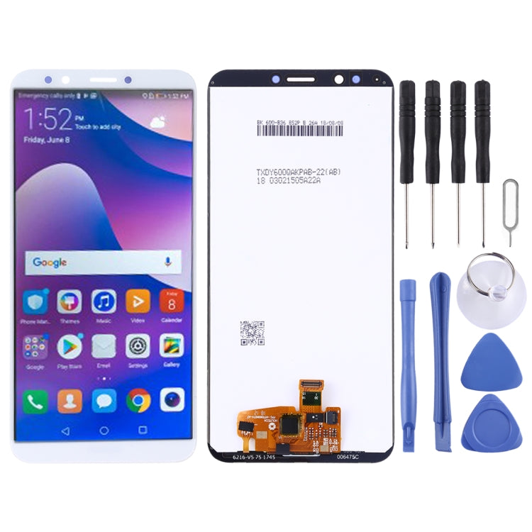 OEM LCD Screen for Huawei Y7 Prime (2018) with Digitizer Full Assembly (White) - free shipping - PMC TechLife - Order now!