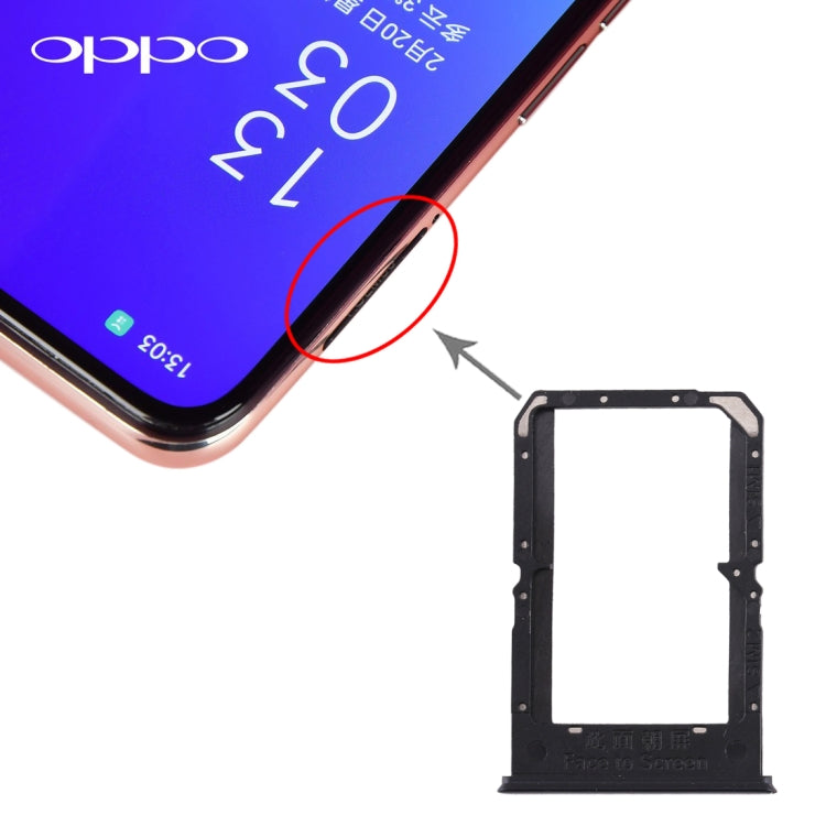 For OPPO Reno3/K7 5G/Find X2 Lite SIM Card Tray + SIM Card Tray(Black) - Card Tray by PMC TechLife | Online Shopping South Africa | PMC TechLife | Buy Now Pay Later Mobicred