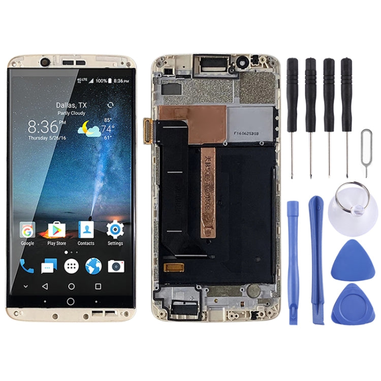 Original AMOLED LCD Screen for ZTE Axon 7 A2017 A2017U A2017G Digitizer Full Assembly With Frame (Gold) - free shipping - PMC TechLife - Order now!