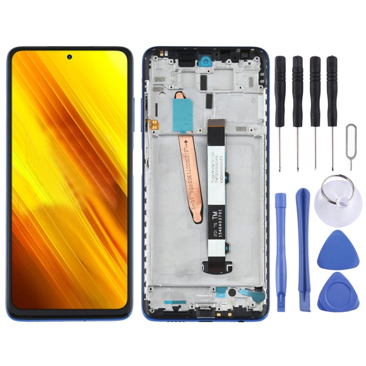 Original LCD Screen for Xiaomi Poco X3 NFC / Poco X3 Digitizer Full Assembly with Frame(Blue) - free shipping - PMC TechLife - Order now!