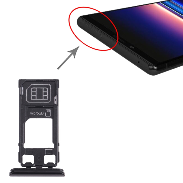 SIM Card Tray + Micro SD Card Tray for Sony Xperia 1 / Xperia XZ4 (Black) - Card Tray by PMC TechLife | Online Shopping South Africa | PMC TechLife