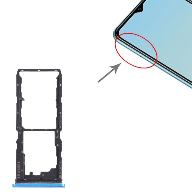 For vivo Y12S 2021 / Y12a V2069 SIM Card Tray + SIM Card Tray + Micro SD Card Tray (Blue) - Card Tray by PMC TechLife | Online Shopping South Africa | PMC TechLife | Buy Now Pay Later Mobicred