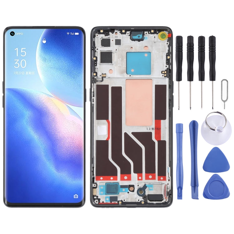 Original LCD Screen For OPPO Reno5 Pro 5G Digitizer Full Assembly with Frame (Black) - free shipping - PMC TechLife - Order now!