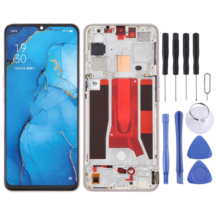 Original LCD Screen For OPPO Reno3 5G/Reno3 Youth/F15/Find X2 Lite/K7 5G Digitizer Full Assembly with Frame (Pink) - free shipping - PMC TechLife - Order now!