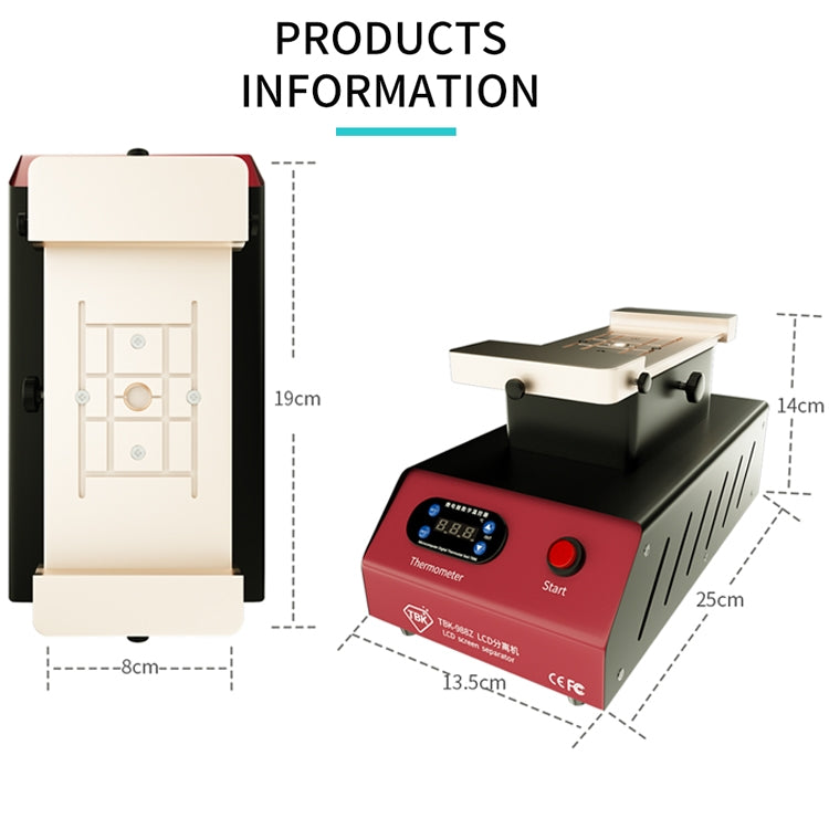 TBK-988Z 7 inch Mobile Phone LCD Separation Built-in Pump Vacuum Manual Separator - free shipping - PMC TechLife - Order now!