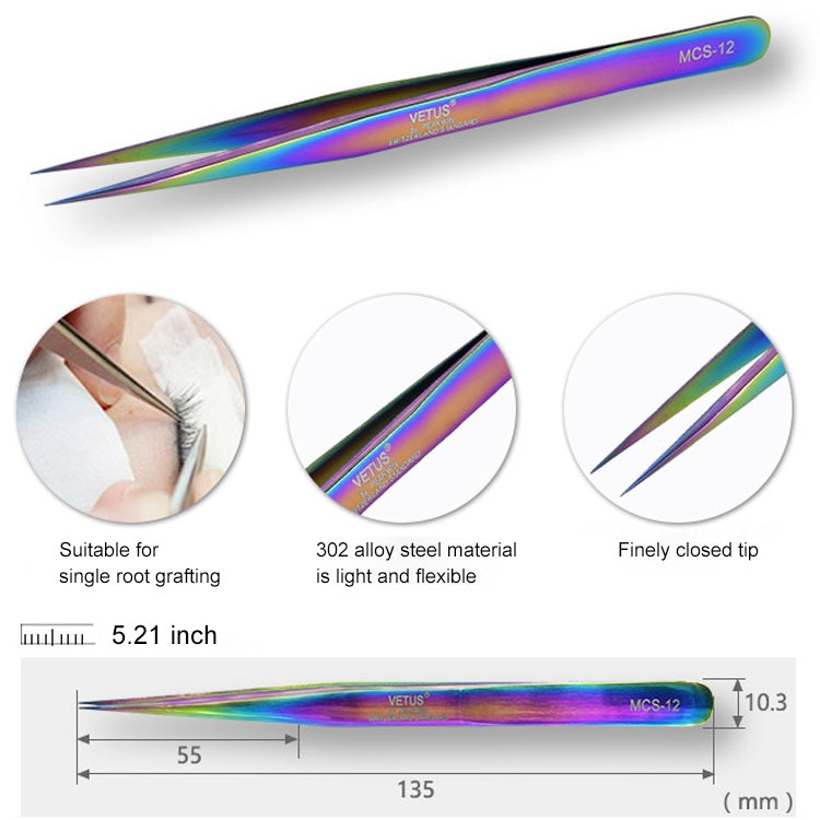 Vetus MCS-12 Bright Color Tweezers(Colour) - Tweezers by VETUS | Online Shopping South Africa | PMC TechLife