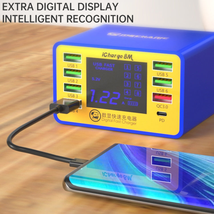 Mechanic icharge 8M QC 3.0 USB Smart Charger Support Fastcharging With LCD, EU Plug - free shipping - PMC TechLife - Order now!