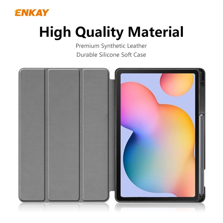 For Samsung Galaxy Tab S6 Lite P610 / P615 / Tab S6 Lite 2022 / P613 / P619 ENKAY Leather Smart Tablet Case with Pen Slot(Dark Blue) - Tab S6 Lite P610 / P615 by ENKAY | Online Shopping South Africa | PMC TechLife | Buy Now Pay Later Mobicred