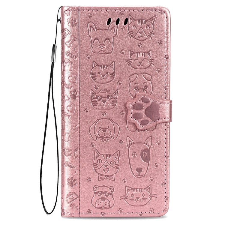 For Huawei P Smart 2020 Lovely Cat and Dog Embossing Pattern Horizontal Flip Leather Case , with Holder & Card Slots & Wallet & Cartoon Clasp & Lanyard(Rose Gold) - free shipping - PMC TechLife - Order now!