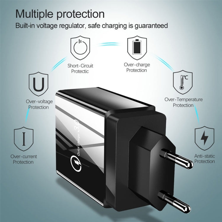 30W QC 3.0 USB + 3 USB 2.0 Ports Mobile Phone Tablet PC Universal Quick Charger Travel Charger, EU Plug(White) - USB Charger by PMC TechLife | Online Shopping South Africa | PMC TechLife | Buy Now Pay Later Mobicred