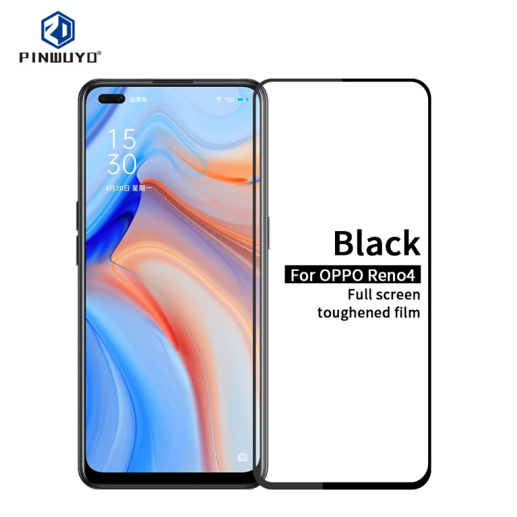 For Oppo Reno4 5G PINWUYO 9H 2.5D Full Screen Tempered Glass Film(Black) - OPPO Tempered Glass by PINWUYO | Online Shopping South Africa | PMC TechLife | Buy Now Pay Later Mobicred