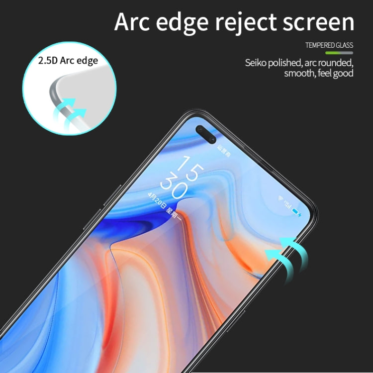 For Oppo Reno4 5G PINWUYO 9H 2.5D Full Screen Tempered Glass Film(Black) - OPPO Tempered Glass by PINWUYO | Online Shopping South Africa | PMC TechLife | Buy Now Pay Later Mobicred